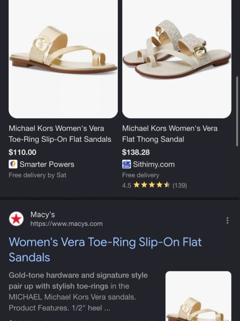 Michael Kors Gold Leather Slide Sandals with MK Logo